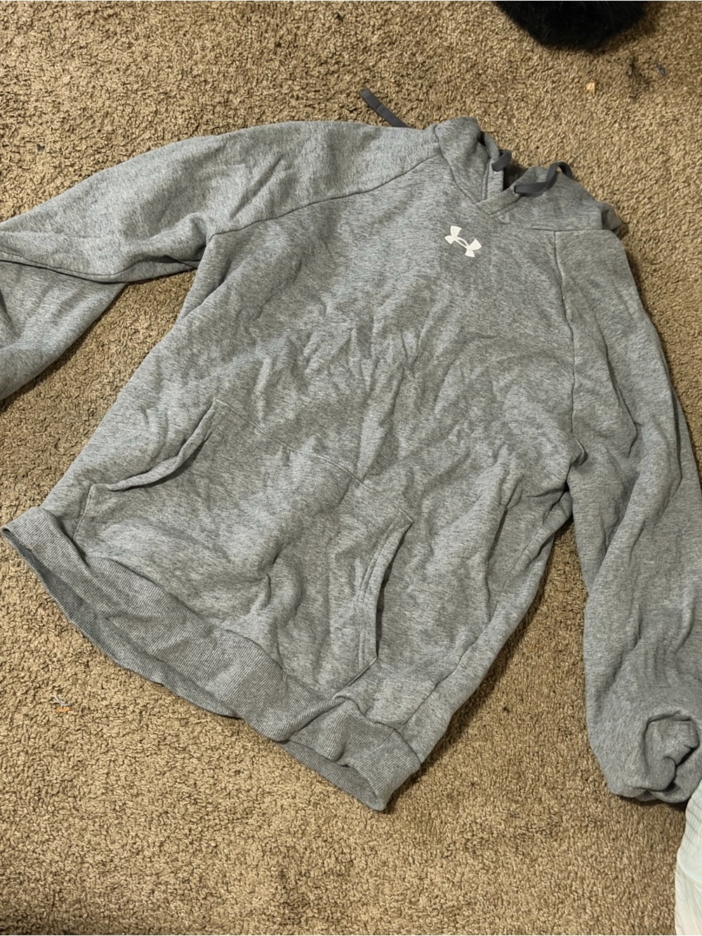 Under Armour Men's Light Gray Pullover Hoodie with Logo